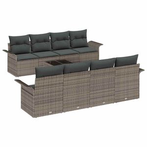 vidaXL Sjedeća garnitura za vrt 9 pcs Siva 55 x 55 x 37 cm poliratan