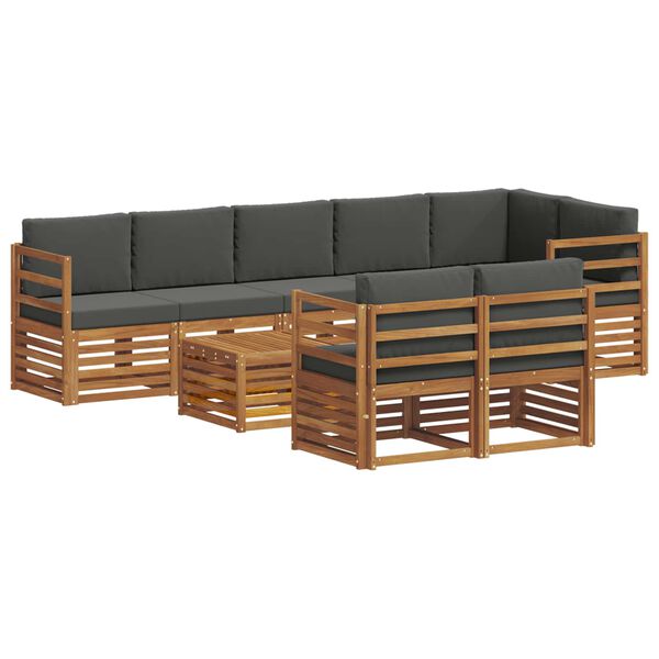 vidaXL Setovi sofa 9 pcs Prirodna i antracit Čvrsto drvo akacije