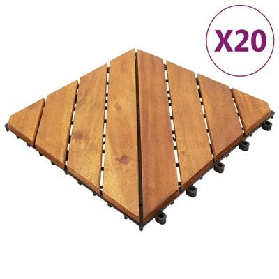 vidaXL Pločice za trijem 20 kom smeđe 30 x 30 cm masivno drvo bagrema