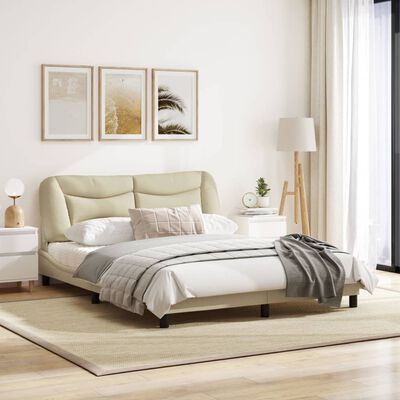 vidaXL Okvir za krevet s uzglavljem krem 160 x 200 cm od tkanine