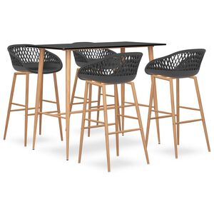 vidaXL 5-dijelni barski set crno-sivi