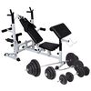 vidaXL Klupa za dizanje utega sa stalkom i setom utega 120 kg