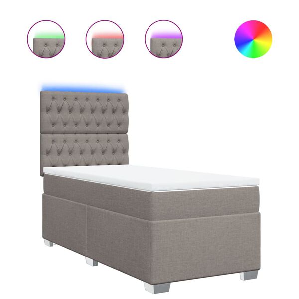 vidaXL Krevet s oprugama i madracem smeđesivi 90x200 cm od tkanine