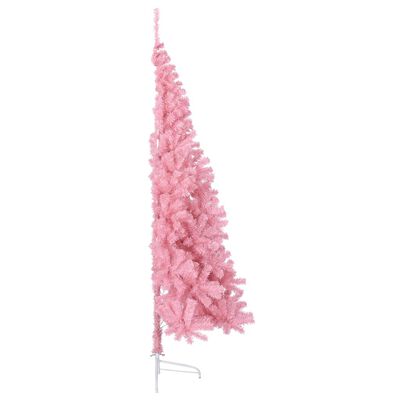 vidaXL Umjetna polovica božićnog drvca sa stalkom ružičasta 240 cm PVC
