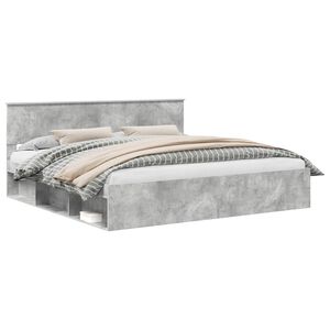 vidaXL Krevetna konstrukcija Beton 200 x 200 cm Čvrsto borovo drvo