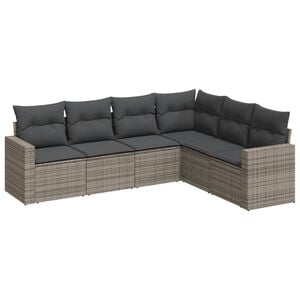 vidaXL 6-dijelni set vrtnih sofa od poliratana s jastucima sivi