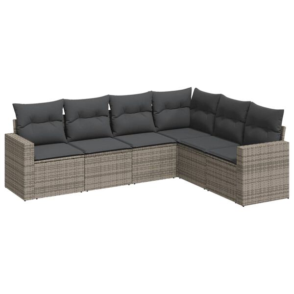 vidaXL 6-dijelni set vrtnih sofa od poliratana s jastucima sivi