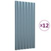 vidaXL Krovni paneli 12 kom od pocinčanog čelika sivi 80 x 36 cm
