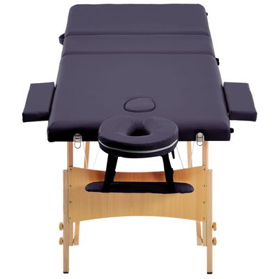 vidaXL Sklopivi masažni stol s 3 zone drveni ljubičasti