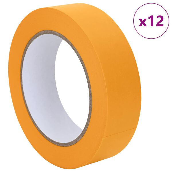 vidaXL Trake za maskiranje slikara 12 pcs Žuta 30mm x 50m Papir