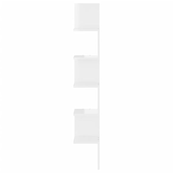 vidaXL Zidne kutne police visoki sjaj bijele 20 x 20 x 127,5 cm drvene