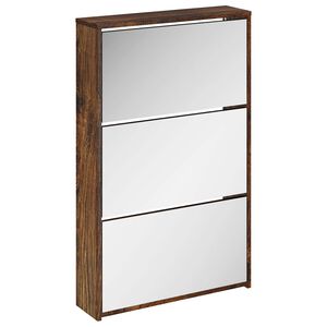 vidaXL Ormarić za cipele sa zrcalom 3 razine boja hrasta 63x17x102,5cm
