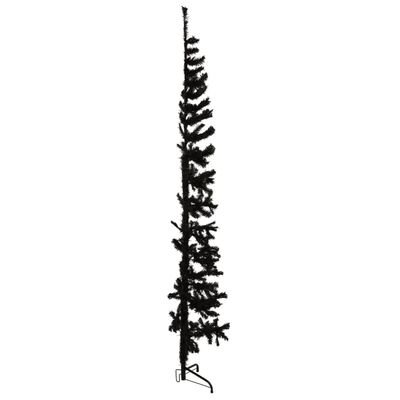 vidaXL Tanka umjetna polovica božićnog drvca sa stalkom crna 210 cm