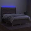 vidaXL Krevet box spring s madracem LED smeđesivi 140x190 cm tkanina