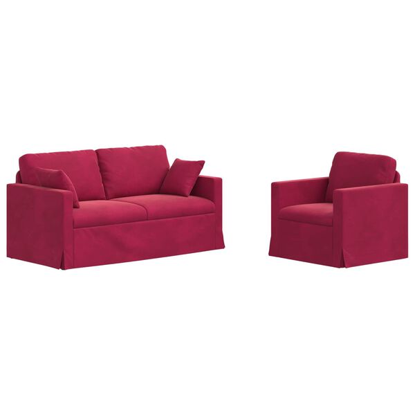 vidaXL Sofa 2 pcs Vinska crvena 158 x 78 x 80 cm Bar&scaron;un