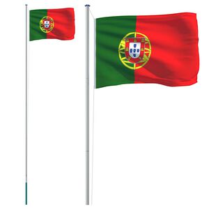 vidaXL Portugalska zastava i jarbol 6,08 m aluminijski
