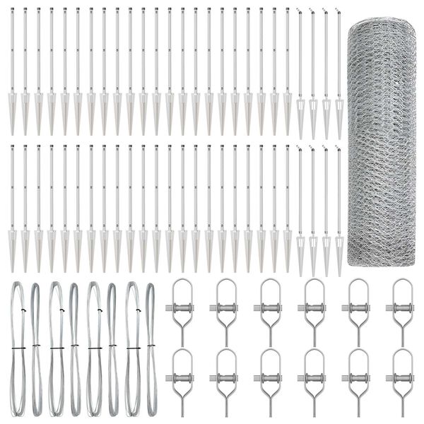 vidaXL Stup za ogradu Srebrno 100 x 0,8 m (25 mm mreža) Čelik