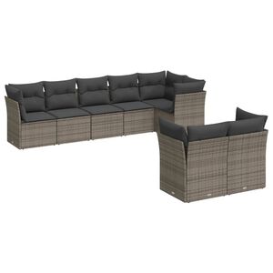 vidaXL 8-dijelni set vrtnih sofa od poliratana s jastucima sivi