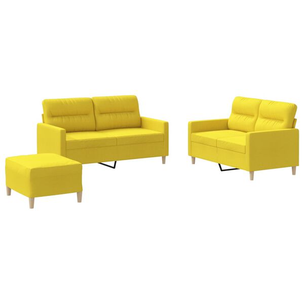 vidaXL 3-dijelni set sofa s jastucima svjetložuti od tkanine