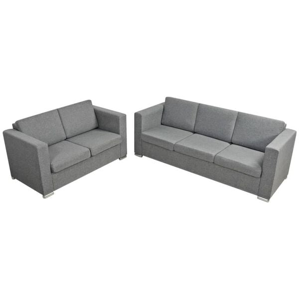 vidaXL Dvodijelni set sofa od tkanine svijetlosivi
