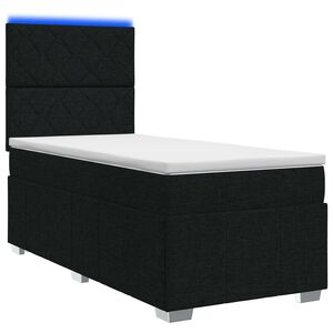 vidaXL LED okvir za krevet s madracem Crna 100 x 200 cm Tkanina