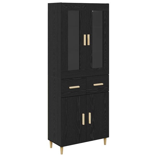 vidaXL Highboard Crni hrast 69,5 x 34 x 180 cm Konstruirano drvo