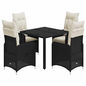 vidaXL 5-dijelni vrtni bistro set od poliratana s jastucima crni