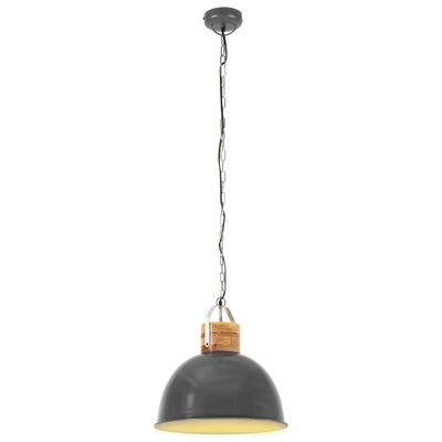 vidaXL Industrijska viseća svjetiljka siva okrugla 51cm E27 drvo manga