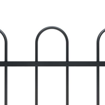 vidaXL Vrtna ograda s ukrasnim lukovima čelična 5,1 x 1,5 m crna