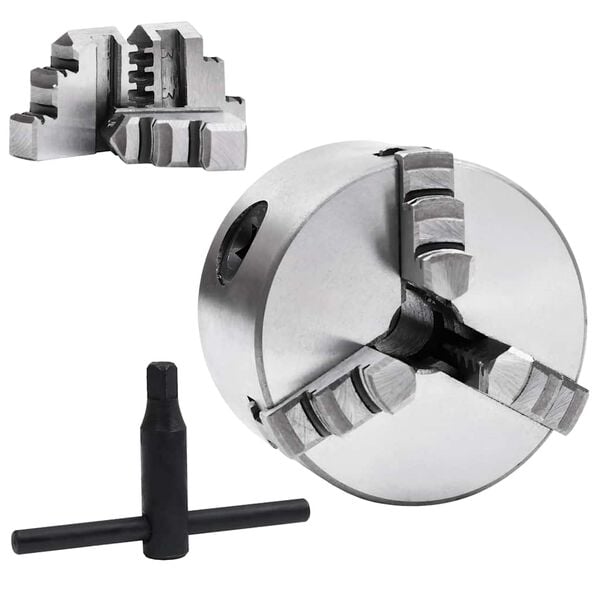 vidaXL Stezna glava za tokarski stroj s 3 čeljusti 80 mm čelična