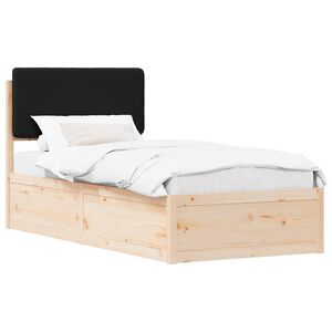 vidaXL Krevetni okvir s tapiciranim uzglavljem Crna 100 x 200 cm