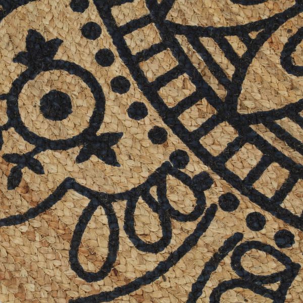 vidaXL Ručno rađeni tepih od jute s tamnoplavim uzorkom 150 cm