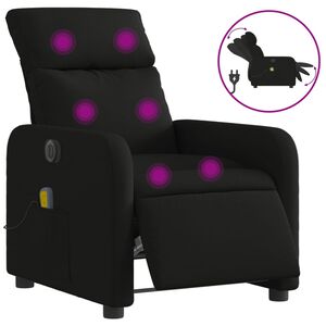 vidaXL Električni masažni naslonjač od tkanine crni