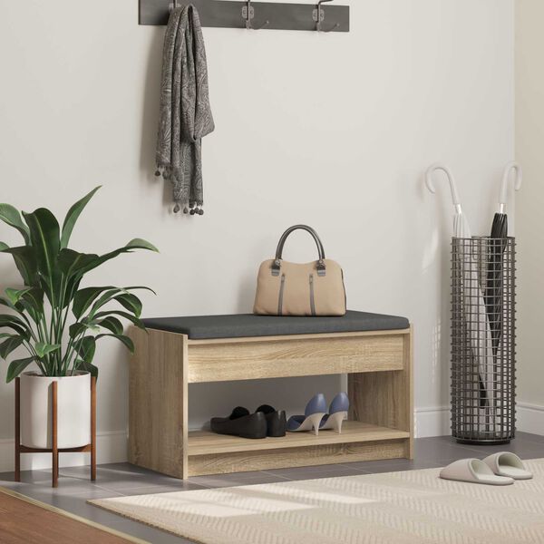 vidaXL Klupa za hodnik s jastukom Sonoma hrast 83 x 38 x 45 cm