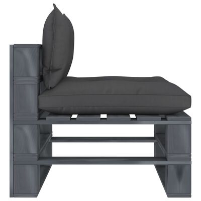 vidaXL Srednja vrtna sofa od paleta s crnim jastucima drvena