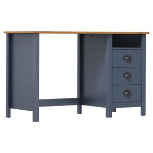 vidaXL Radni stol Hill s 3 ladice sivi 120x50x74 cm masivna borovina