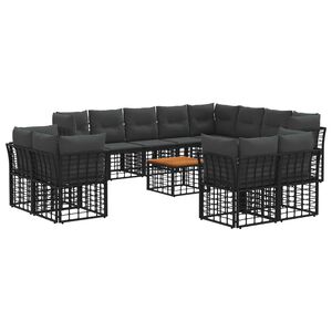 vidaXL Set vanjskih sofa 13 pcs Crna i tamno siva Poliester