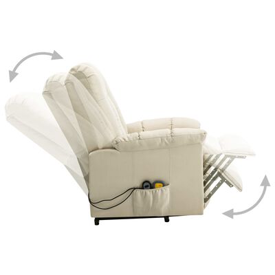 vidaXL Masažna fotelja na podizanje od tkanine krem