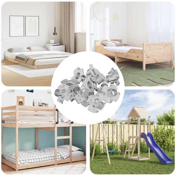 vidaXL Urezana T-matica 12 pcs Srebrno M6 mm Čelik