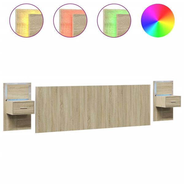 vidaXL Uzglavlje za krevet s ormarićima boja hrasta 240 cm drveno