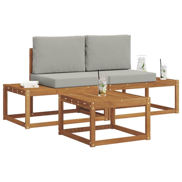 vidaXL Set vanjskih sofa s jastukom 3 pcs Prirodna