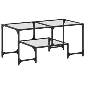 vidaXL Stolić s prozirnom staklenom povr&scaron;inom 98,5x50x45 cm čelik