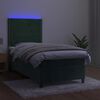 vidaXL Krevet box spring s madracem LED tamnozeleni 80 x 200 cm bar&scaron;un