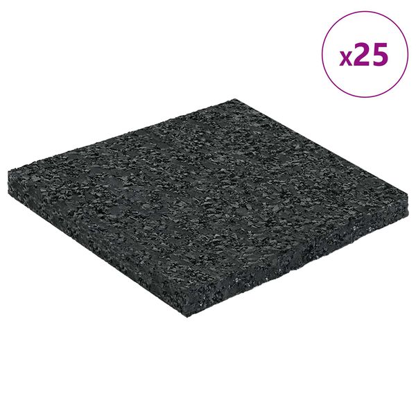 vidaXL Gumenasti granulatni vanjski pod Crna 9 x 9 x 0,6 cm Guma