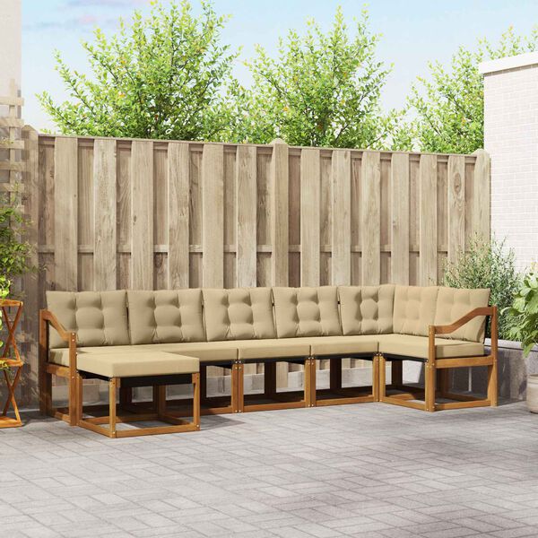 vidaXL Set vanjskih sofa s jastukom 7 pcs Prirodna i bež