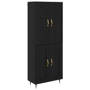 vidaXL Highboard Zidne Crni hrast 69,5 x 34 x 180 cm Konstruirano drvo