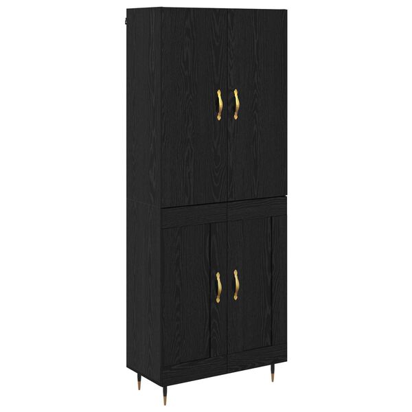 vidaXL Highboard Zidne Crni hrast 69,5 x 34 x 180 cm Konstruirano drvo