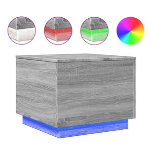 vidaXL Ormarić za uzglavlje LED sivom sonomom 50x50x40 cm