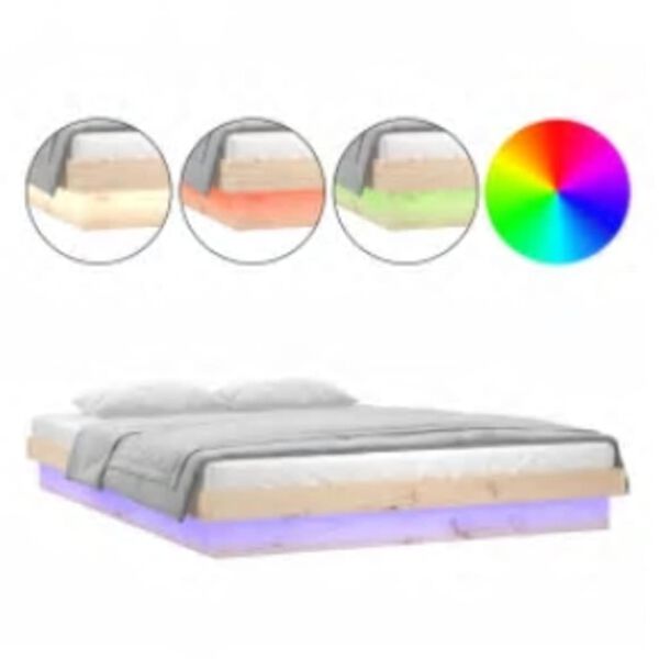 vidaXL LED Okvir za krevet 140 x 200 cm od masivnog drva