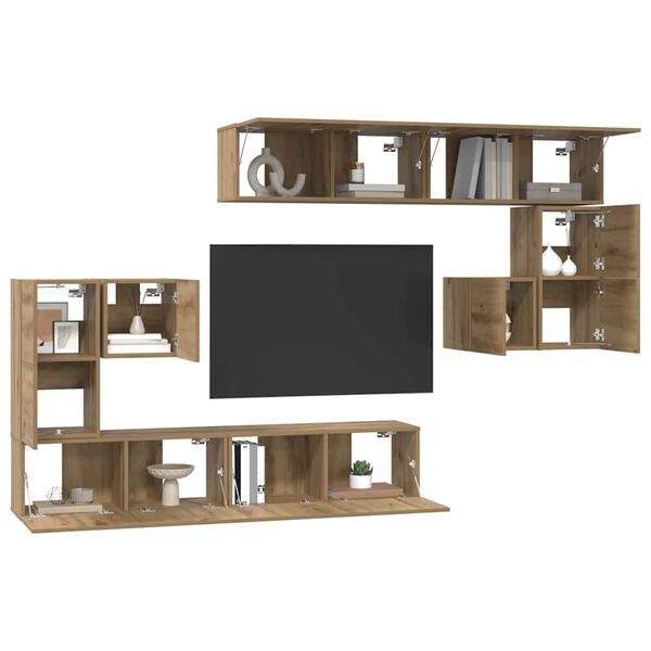 vidaXL TV Jedinice Zidne 4 pcs Umjetnički hrast Konstruirano drvo